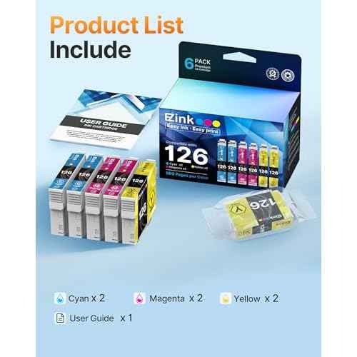 E-Z Ink Remanufactured 126 Ink Cartridges Replacement for Epson Ink 126 to Use with Workforce WF-3520 WF-3530 WF-3540 WF-7010 WF-7510 WF-7520 for Stylus NX330 NX430 60 435 520 545 630 633 (6 Pack)