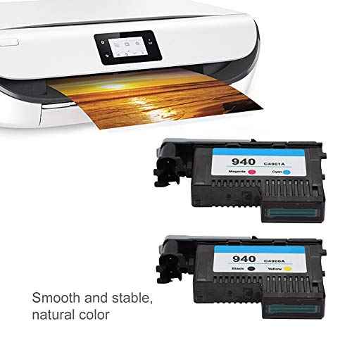 Printer Replacement Parts, Durable Easy to Install Printhead for C4900A, Smooth & Stable No Paper Jam Polished Nozzle for 8000 8500 Series(Black and Yellow + red and Blue)