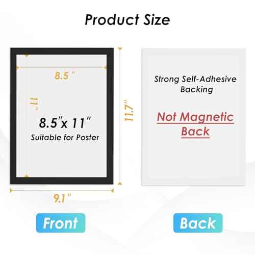 MaxGear Magnetic Sign Holder 8.5 x 11 Wall Mount, Self Adhesive Display Picture Frames with Strong Magnetic Border and Clear PVC, Document Poster Paper Holder for Home Office Store, 3 Pack