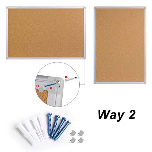 48 x 36 Inch Silver Aluminum Framed Cork Bulletin Board Office Wall Mount Notice Pin Board