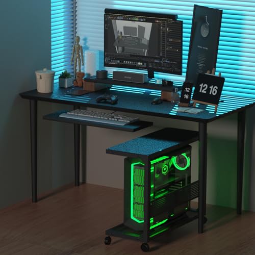Moricher 2-Tier Computer Tower Stand with Wheels and Cable Management