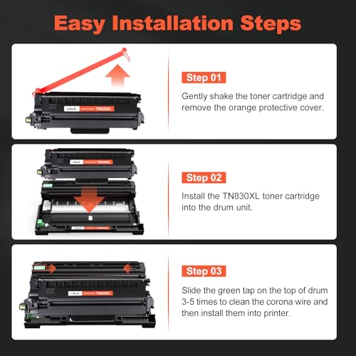 v4ink Compatible TN830XL Toner Cartridge Ink for Brother HL-L2460DW Printer Replacement for TN830XL TN830 TN-830 Toner Set for DCP-L2640DW HL-L2405W HL-L2400D MFC-L2820DW HL-L2480DW Printer (2 Black)
