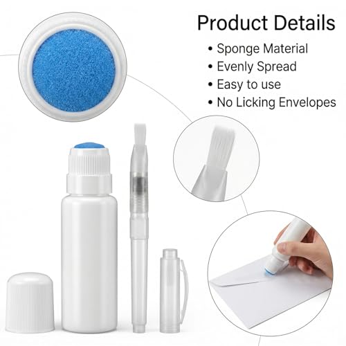 Skrfren Envelope Moistener Set - 6 Pack Water-Based Sealers with Nylon Brush for Office & Home