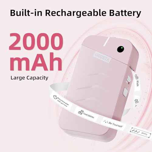 ORGSTA S001 Label Maker Machine with Tape, Portable Bluetooth Label Maker for Home and Office Organization, Thermal Label Printer Mini Sticker Maker with Multiple Templates, Pink