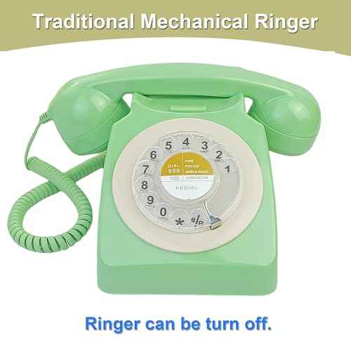 Vintage Retro Old Fashion Rotary Dial Home and Office Telephone Classic Single Line Basic Desk Phone Home Office School Hotel
