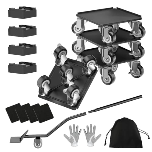 Kavlium Heavy Duty Furniture Dolly 5-Wheel Movers 5.3in Black - 1500 lbs