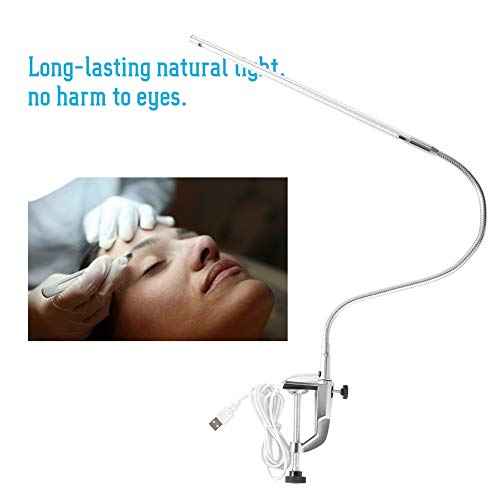 Clip On Lamp, USB Led Nail Tech Desk Bedside Lamp, Professional Gooseneck 360 Swivel with Switch, Eye Care Led Clamp for Reading