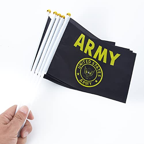 12 Pack USA Flag Desk Flags with Stand - Small Mini American Military Table Flags