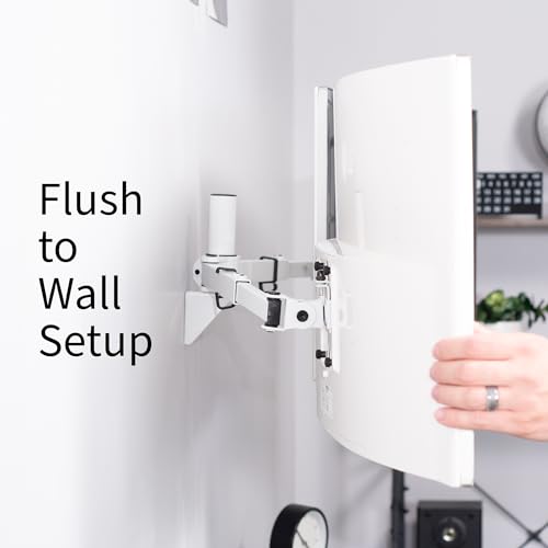 VIVO Premium Dual Ultra Wide LCD LED 27 to 38 inch Monitor Wall Mount, Heavy Duty, Telescoping Arms, Flush Wall Setup, Fits 2 Screens, White, MOUNT-TS38W