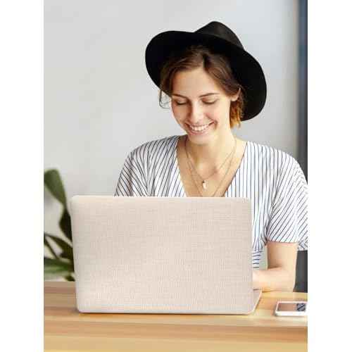 Seorsok Compatible with New MacBook Air 13.6 inch Case M4 M3 M2 2025 2024-2022 Release A3240 A2681 A3113 Touch ID,Elegant Leather Plastic Hard Shell Case with Transparent Keyboard Cover,Beige
