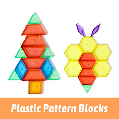 128 Translucent Geometric Shape Blocks Set for Light Table Educational Toys