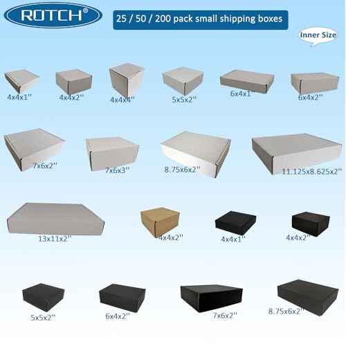 ROTCH 4x4x4'' Small Shipping Box, 50 Pack, Sturdy Corrugated Cardboard Mailer, White (M444-E-W)