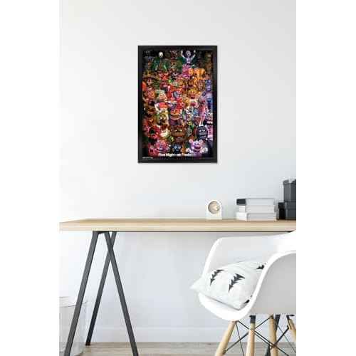 Trends International Five Nights at Freddy's - Ultimate Group Wall Poster, 14.725" x 22.375", Black Framed Version