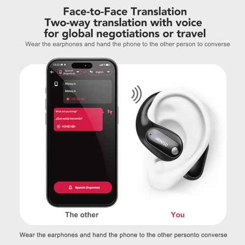 MINISO MS190 AI Translation Earbuds Real Time, 135 Language Translator Earbuds with APP, Open Ear OWS Translating Headphones, Audifonos Traductores Ingl?s Espanol Fit iOS and Android