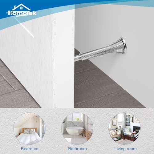 HOMOTEK Satin Nickel 2-Pack Telescoping Spring Door Stoppers 3-1/8" to 4-1/4" Wall Mount