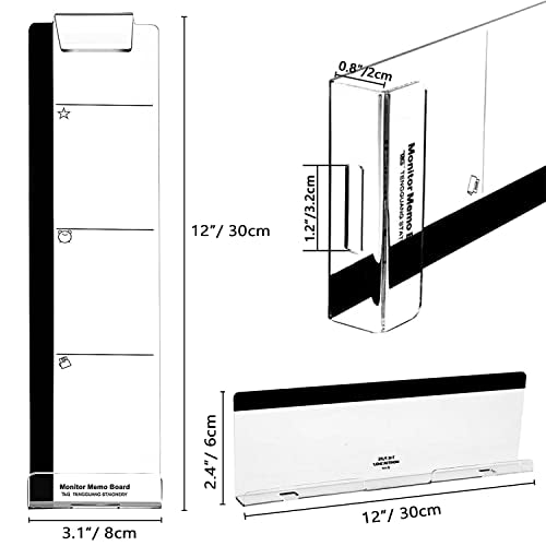 OSPNIEEK Set of 3 Acrylic Monitor Memo Boards for Computer - Left, Right & Bottom with Sticky Notes & Phone Holder