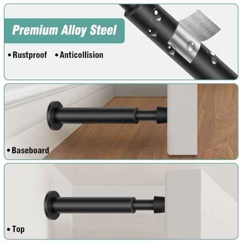 KOLAKO 20 Pack Black Door Stops - Spring Door Stop, 4.4 Inch Doorstop, Wall Protector