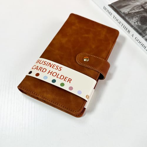 Brown Leather Business Card Holder Book Organizer with 240 Slots