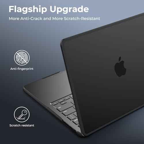 BlueSwan Anti-Cracking Hard Shell Case Compatible with MacBook Pro 14-inch M5 2025 2024-2021 Release M4 M3 M2 M1 Pro/Max Chip, Anti-Fingerprint Soft TPU Bumper, Frosted Black