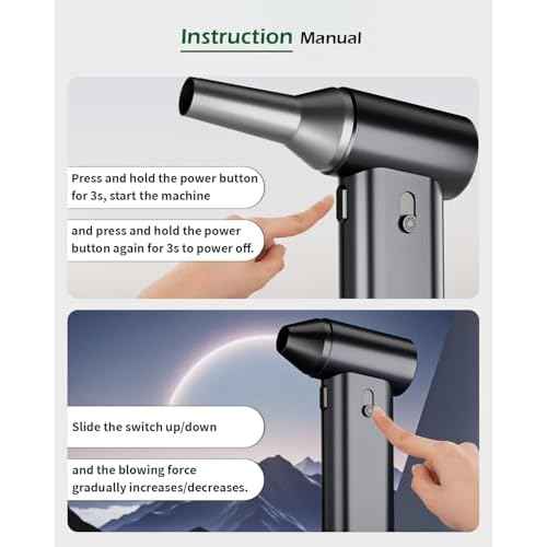 Electric Air Duster, Compressed Air Duster 130000RPM Cordless Rechargeable Motor Portable Blower, Adjustable Mini Blower for Computer, Keyboard, Outdoor, House and Car, Replaces Compressed Air Cans