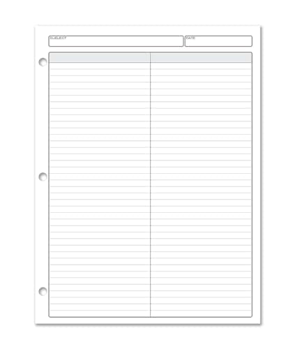 BookFactory 2 Column Notepad - 8.5 x 11, 50 Pages, 3-Hole Punch, Column & Lined
