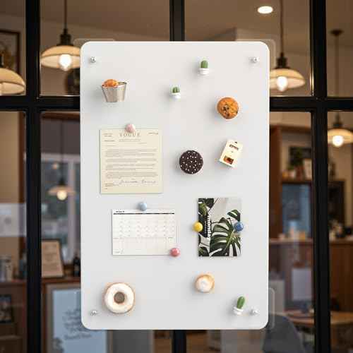 Magnetic Board for Wall with 4 Expansion Screws & 4 Paste Hooks - Durable Metal Bulletin Board for Home/Office Organization, Display Souvenir Magnets, Photos & Notes,White