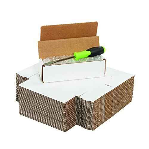 Boxes Fast BFM943 Corrugated Cardboard Mailers, 9" x 4" x 3", Tuck Top One-Piece, Die-Cut Shipping Cartons, Medium Mailing Boxes, 3" Height, 9" Length, 4" Width, White (Pack of 50)