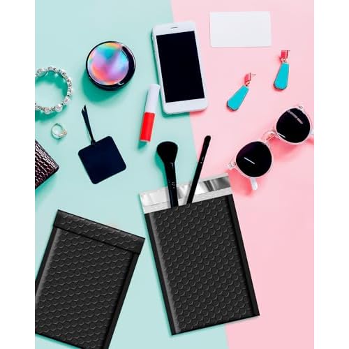 GSSUSA Black Bubble Mailers 4X8" 200 Pack, Usable Size 4X7" Padded Envelopes Small Shipping Mailer Strong Adhesion Bubble Envelope,Self-Seal Mailing Envelopes for Small Items, Business