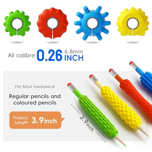 ELETIUO 4-Pack Textured Silicone Pencil Grips?Sensory Fidget Sleeves for Kids& Adults,ADHD &Autism Anxiety Relief,Quiet Classroom&Travel Fidget Tool for Focus,Calm,and Fine Motor Skills