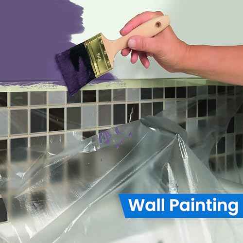 TAPEBEAR Upgrade Pre-Taped Masking Film Extra Thick, High Temp Tape and Drape 3-Size, Plastic Cover for Automotive, Painting, Plastic Sheeting Masking Tape Film for Auto, Floor, Furniture