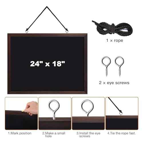 Comix Magnetic Chalkboard, 18 x 24 Inches Wooden-Framed Blackboard for Kids, Hanging Chalk Board for Home Kitchen Restaurant Menu