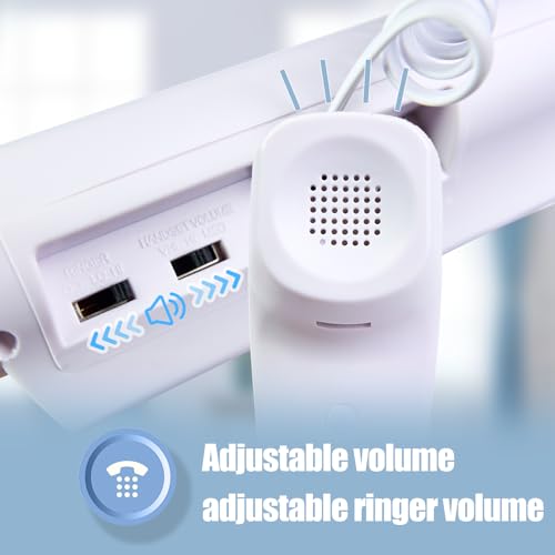 Big Button Phone for Seniors, Corded Landline Telephone with Handsfree Function and 9 Groups of Memory, One-Touch Dialling,Suitable People with Vision Disorders/Hearing Damage (EX-LD-858HF)