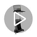 Techni Mobili Black Graphite Adjustable Rolling Laptop Cart with Storage, Height 28-43"