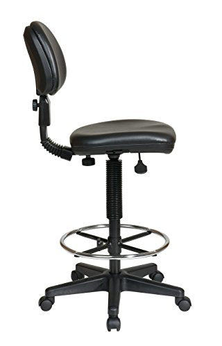 Office Star DC Series Drafting Chair with Foot Ring & Sculptured Foam Seat (Black Vinyl)