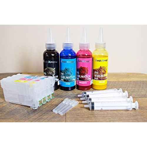 INKXPRO Remanufactured 4X100ml Sublimation Ink Cartridge with one-time use chip for Epson 812XL T812XL Fit for Workforce Pro WF-7840 WF-7820 WF-7310 Printer for Sublimation Printing.