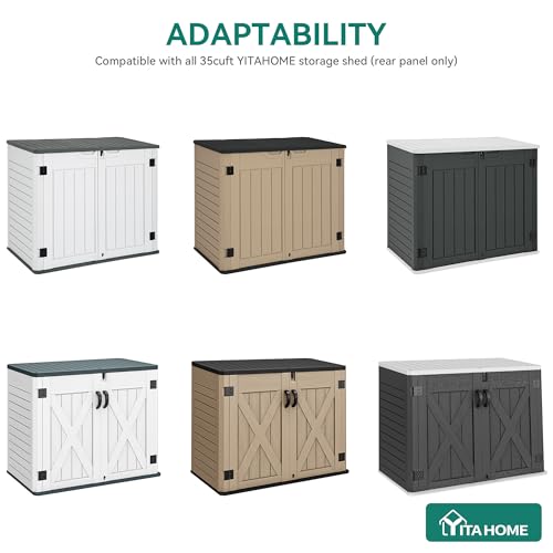 YITAHOME Resin Storage Shed Shelves for 35 Cuft Horizontal Storage Sheds, 47 in x 12.6 in Waterproof Rack with 8 Screws for 4x2.5 Ft Horizontal Garden Storage Accessories, Easy Assembly, 2PCS, Gray