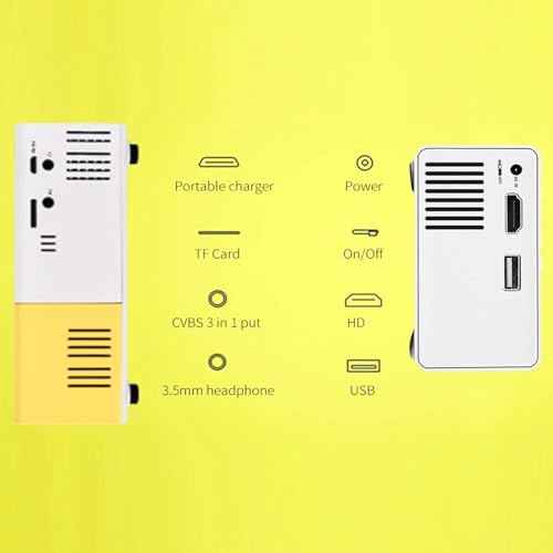 Mini Projector, Full HD 1080P Home Theater Video Projector Proyector, Portable Projector for Cartoon, 4:3 24 to 60 Inch Movie Projector with Remote Control and AV Cable (US)
