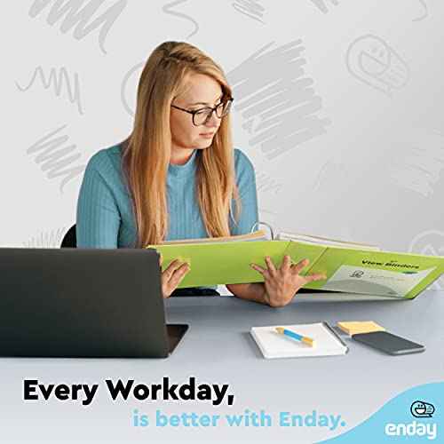 3 Slant D-Ring Binder 2 Inch Binder, 2 in Clear View Cover w/ 2 Inside Pocket, Heavy Duty Colored School Supplies Binders in Grey, Blue, Pink, Red, Green, Purple, Multicolor (6 PC) ? by Enday