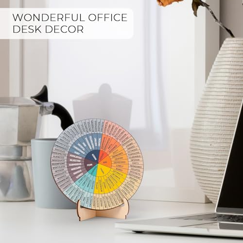Giftacity Small Feelings Wheel Therapy Desk Decor - Double Sided Emotions Chart for Office & Home, Stress Relief Gift