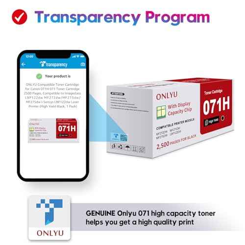 ONLYU Compatible Toner Cartridge for Canon 071H 071 Black Toner Cartridge 2500 Pages, Compatible to Imageclass LBP122dw MF272dw/MF273dw/MF275dw i-Sensys LBP122dw Laser Printer (High Yield, 1 Pack)