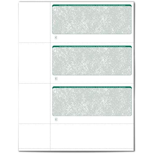 VersaCheck Secure Checks - 750 Blank Business or Personal Wallet Checks - Green Classic - 250 Sheets Form #3001-3 Per Sheet