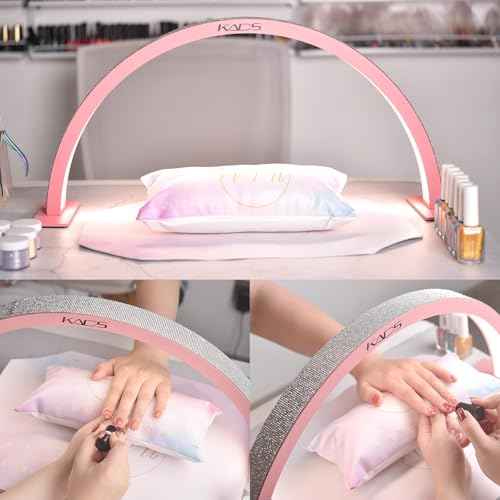 KADS 29In Wide Half Moon Nail Desk Lamp, Half Moon Light for Nail Desk, Lash Light for Eyelash Extensions with 3 Color Temperature 3000k-6500k for Nail, Lash, Tattoo, Skincare (Pink)