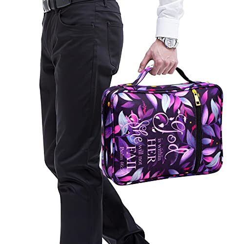 GUEER Pink Bible Cover for Women - Waterproof Organizer with Pockets & Handle