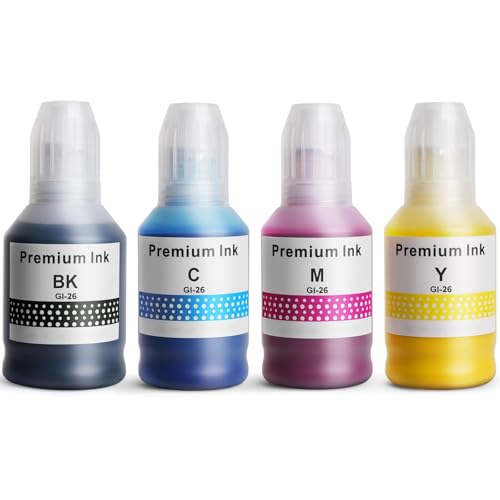 Universal Bottled Dye Ink, BK 175ml,C,M,Y 135ml - Ink Refill Bottles Set, Compatible with Dye-Based for MegaTank Printers, GI-20, GI-21,GI-290 - G3270 G3260 G3290 G3272 G4280 G4270 & More