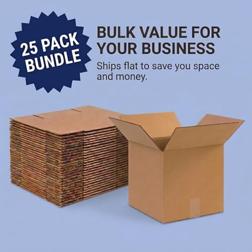 12x12x12 Inch Cube Shipping Boxes 25 Pack Holds 65lbs for Packing & Mailing