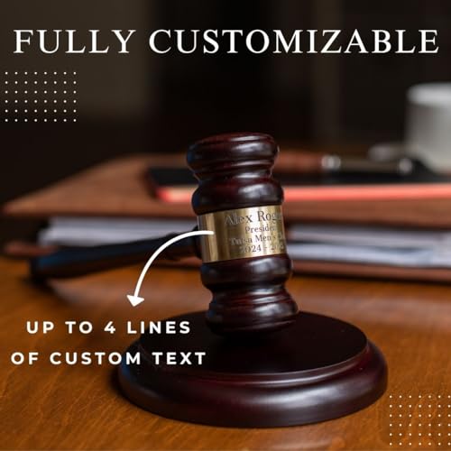 Personalized Wooden Gavel and Sound Block Set - Custom Engraved Judge & Office Decor