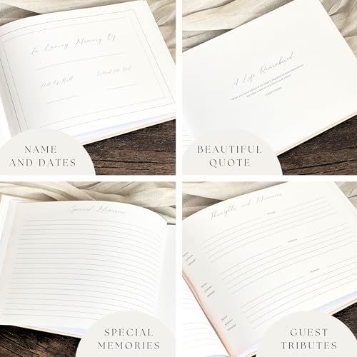 Funeral Guest Book for 2025 Celebration Of Life Memorial Service - Leather Memory Book for Funeral Guests to Sign In with Condolence Memory Table Sign & Back Pocket - Blue Guestbook