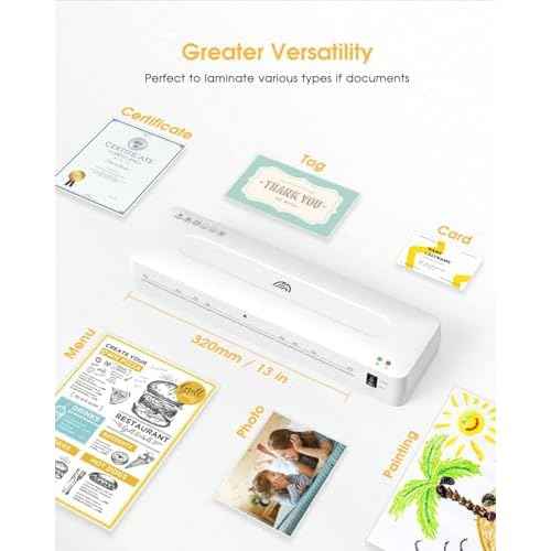 Crenova 13 Inch A3 Laminator Machine,Hot and Cold Settings,with Laminating Sheets Pouches,Paper Trimmer, for Home Office School