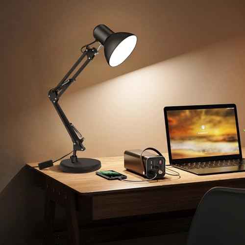 Metal Desk Lamp with Clamp, Clip Desk Lights for Home Office, Work, Study, Reading, Multi-Joint, Black£¬Swing Arm, Adjustable Gooseneck Table Lamp