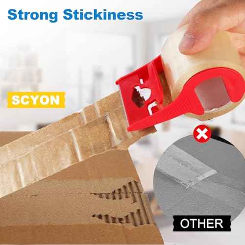 SCYON Heavy Duty Clear Packing Tape with Dispenser, 3 Shipping Tape Rolls, Noiseless Moving and Packaging Tape for Mailing, Boxing Supplies, 2 mil£¬1.88¡± x 22.2 yd